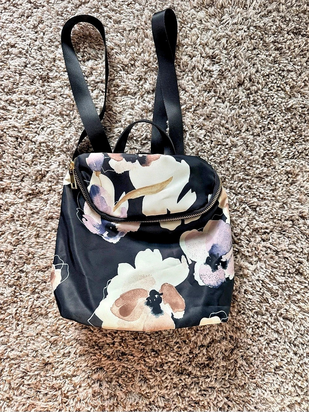 A New Day Floral Backpack in Black & Pink